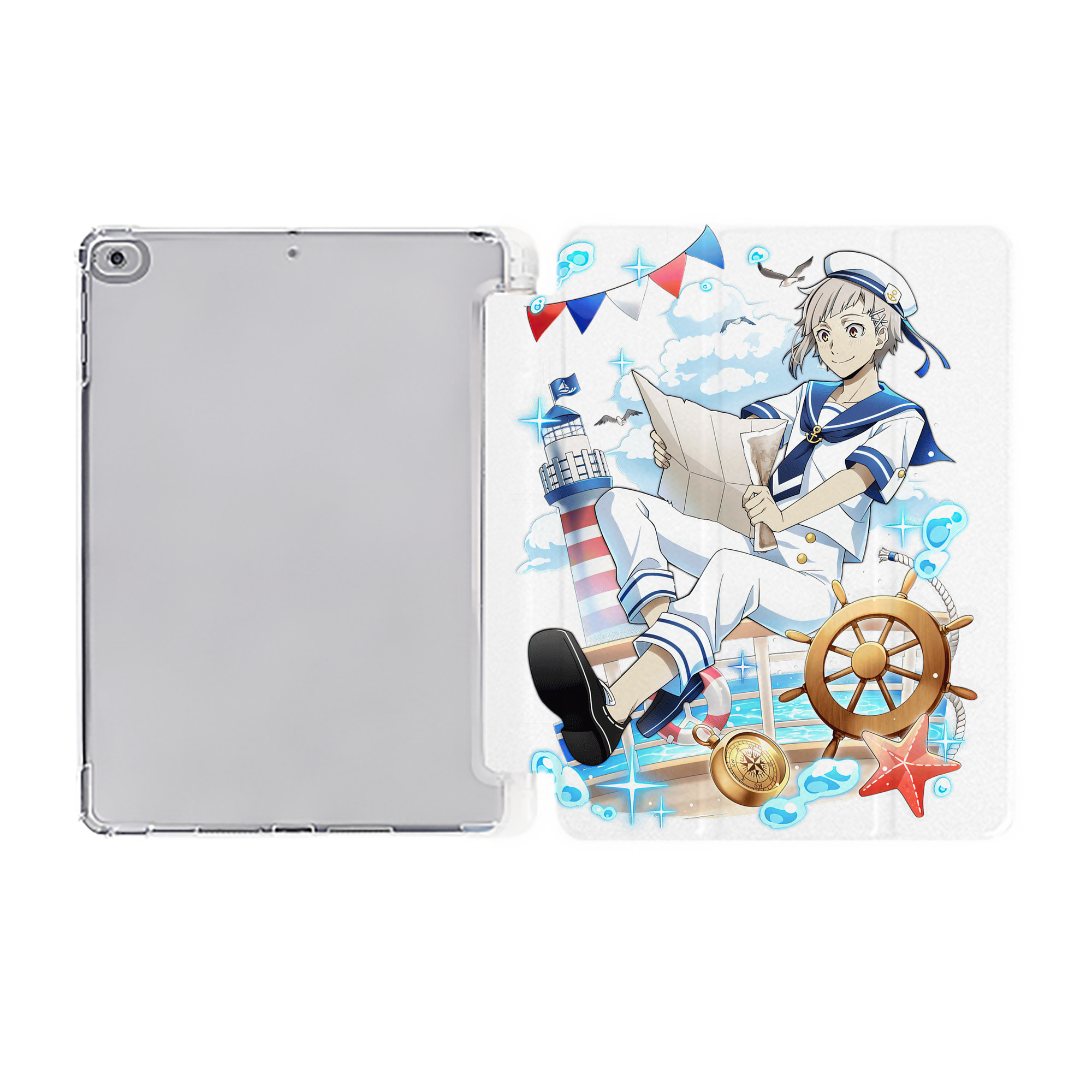 （画像用） 文豪ストレイドッグス Bungo Stray Dogs IPad ケース ペン収納付き 三つ折りスタンド PUレザー×シリコン 対応機種9.5/10.5/10.9インチ